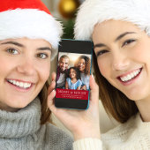 明るいメリー赤のクリスマス写真 シーズンカード