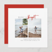 明るいメリー赤のミニマモダンリスト写真 シーズンカード (正面/裏面)