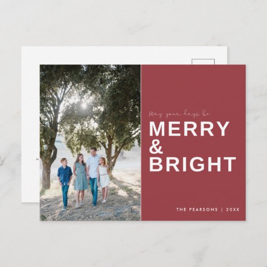 明るいメリー赤の写真の休日 ポストカード (正面/裏面)