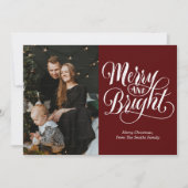 明るいメリー赤の書道の写モダン真 シーズンカード (正面)