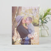 明るいメリー赤の緑の写真のクリスマス シーズンカード (スタンド正面)