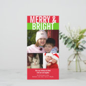 明るいメリー赤はっきりした緑のクリスマスの挨拶 シーズンカード (スタンド正面)