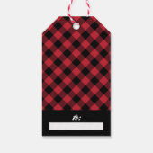 明るいメリー赤モダンいバッファローのプレード ギフトタグ (裏面)