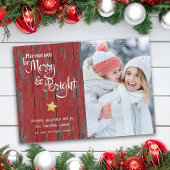 明るいメリー赤素朴い木の台本のカスタム写真 シーズンカード