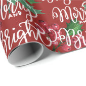 明るいメリー赤/緑のクリスマスラッピング紙 ラッピングペーパー (ロールコーナー)