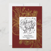 明るいメリー金ゴールドの松の木の枝が赤 シーズンカード (正面)