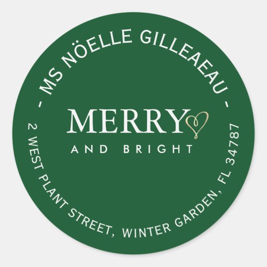 明るいメリー金ゴールドハートグリーンミニマリスト ラウンドシール (正面)