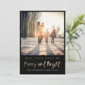 明るいメリー金ゴールドフェイクとブラックフォトクリスマス シーズンカード (スタンド正面)