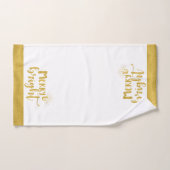 明るいメリー金ゴールドフェイク・タイポグラフィ・クリスマス バスタオルセット (ハンドタオル)