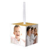 明るいメリー金ゴールド写真 キューブオーナメント (裏面アングル)