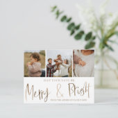 明るいメリー金ゴールド3フェイク写真クリスマス ポストカード (スタンド正面)