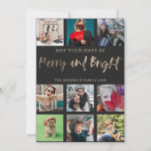 明るいメリー金ゴールド9フェイク写真クリスマス シーズンカード (正面)