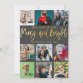 明るいメリー金ゴールド9フェイク写真クリスマス シーズンカード (正面)