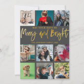 明るいメリー金ゴールド9フェイク写真クリスマス シーズンカード (正面)