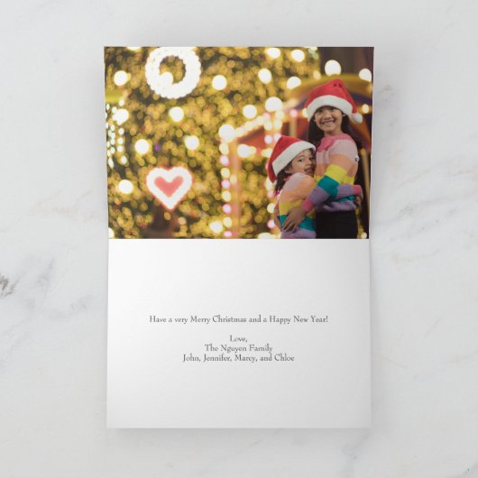 明るいメリー陽気なクリスマスライト子供たちの写真 シーズンカード (内部)