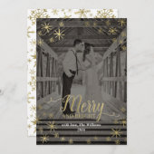 明るいメリー雪の結晶のフォトカード シーズンカード (正面/裏面)