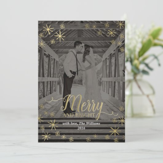 明るいメリー雪の結晶のフォトカード シーズンカード (スタンド正面)