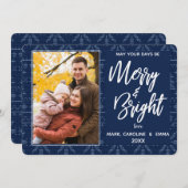 明るいメリー青色のニット模様の写真 シーズンカード (正面/裏面)