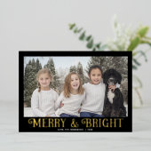 明るいメリー黒の金ゴールドモダン1枚の写真 箔シーズンカード (立ち正面)