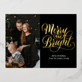 明るいメリー黒の金ゴールド書道写真 箔シーズンポストカード (正面)