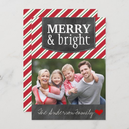 明るいメリー黒板のクリスマスフォトカード シーズンカード (正面/裏面)