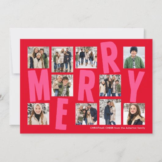 明るいメリー10枚はっきりしたの赤ピンクのクリスマス シーズンカード (正面)