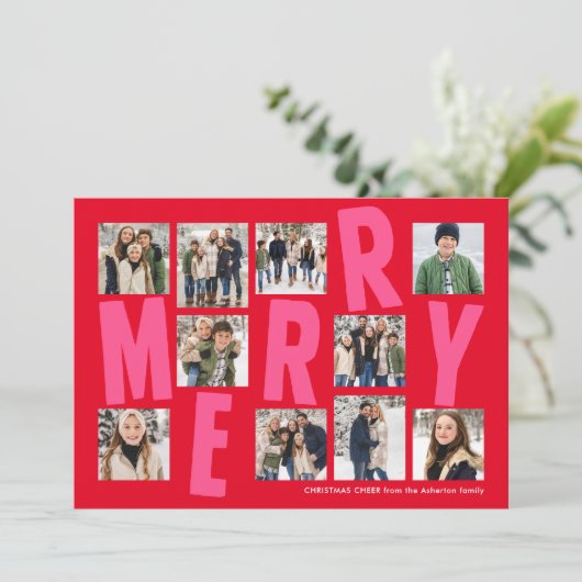 明るいメリー10枚はっきりしたの赤ピンクのクリスマス シーズンカード (スタンド正面)