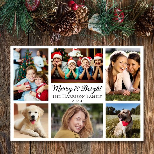 明るいメリー6フォトコラージクリスマス シーズンカード