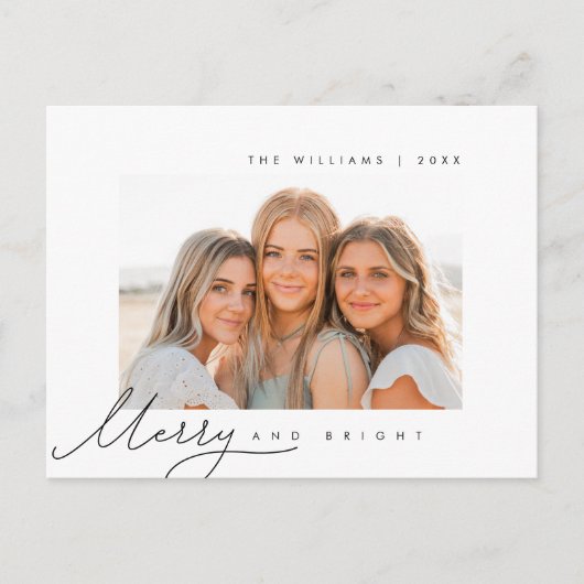 明るいメリー、クリスマスの挨拶、家族の写真 ポストカード (正面)