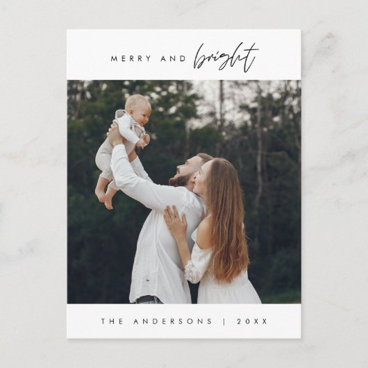 明るいメリー、クリスマスの挨拶、家族の写真 ポストカード (正面)