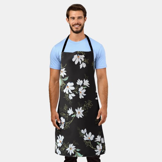 明るいモクレンの継ぎ目のない模様 エプロン (着用した状態)