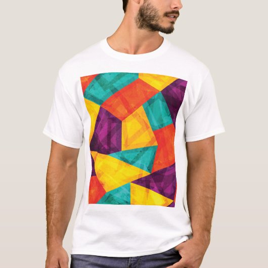 明るいモザイクグランジシームレスパターン Tシャツ (正面)