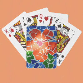 明るいモザイク赤い花 トランプ