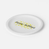 明るいモダンおもしろいグラフィック「ハッピーホリデー」 ペーパープレート (アングル)