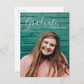 明るいモダンおもしろい編集可能な写真卒業 案内ポストカード (正面/裏面)