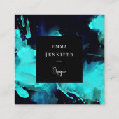 明るいモダンな抽象画模様 スクエア名刺 (正面)