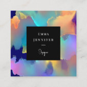 明るいモダンな抽象画模様 スクエア名刺 (正面)