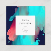 明るいモダンな抽象画模様 スクエア名刺 (正面)