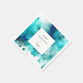 明るいモダンな抽象画模様 スタンダードカクテルナプキン (角)