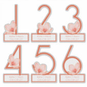 明るいモダンオレンジ色のテーブル番号1-6カットアウト シール (正面)