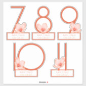 明るいモダンオレンジ色のテーブル番号7-11カットアウト シール (シート)