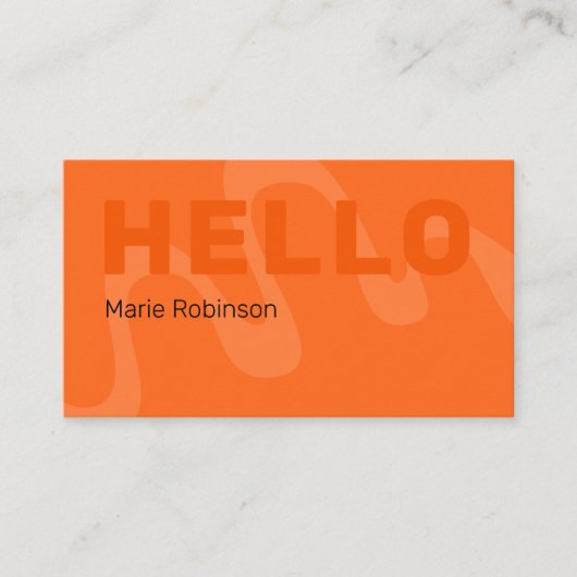 明るいモダンオレンジ色の抽象芸術波形こんにちは 名刺 (正面)