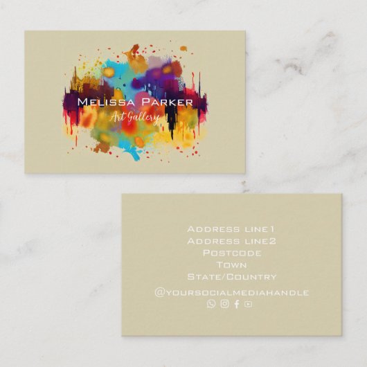 明るいモダンカッコいい抽象芸術シックな水色 名刺 (正面/裏面)