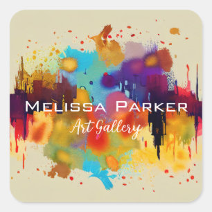 明るいモダンカッコいい抽象芸術水彩事業 スクエアシール