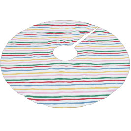 明るいモダンカラフルクリスマスのストライプ ブラッシュドポリエステルツリースカート