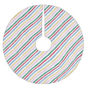 明るいモダンカラフルクリスマスのストライプ ブラッシュドポリエステルツリースカート (正面)