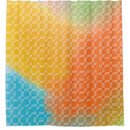 明るいモダンカラフル抽象芸術 シャワーカーテン (正面)