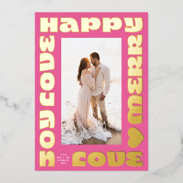 明るいモダンカラフル |クリスマス赤面1枚 箔シーズンカード