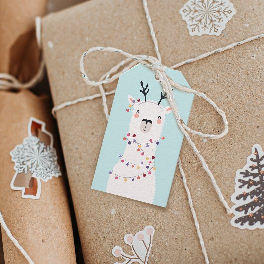 明るいモダンカラーズクリスマスラマパーソナライズされた ギフトタグ