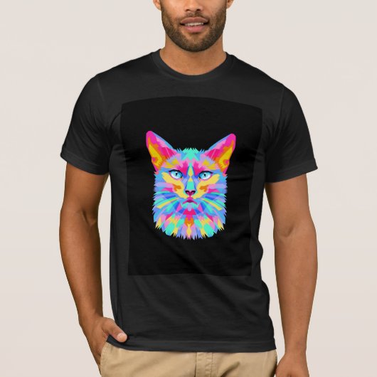 明るいモダンキャットデザインTシャツ Tシャツ (正面)